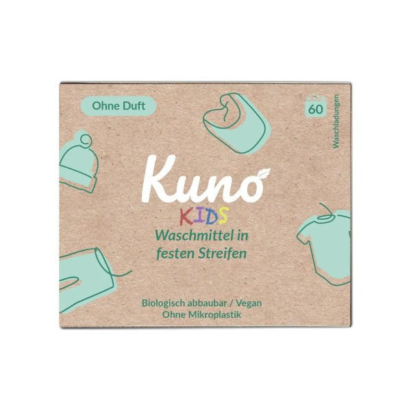 Detersivo Lavatrice in Fogli per Bambini, Senza Profumo (60 pz) -Kuno-